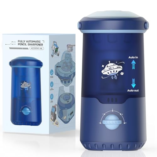 VUSIGN Electric Pencil Sharpener, Fully Automatic Rechargeable Pencil Sharpener with 5 Sharpness Settings, Hands-Free Auto Feed & Eject, for 6.9-10.8mm No.2 & Colored Pencils, Classroom School - color: Blue