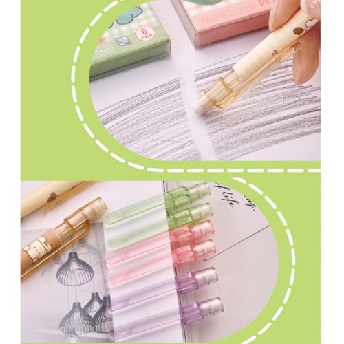 MOZXIRZ 4 Pcs Cute Mechanical Pencils with Top Eraser 0.5mm Cartoon Animal Mechanical Pencil School Pencil for Women (6pcs Animal) - color: 6pcs Animal