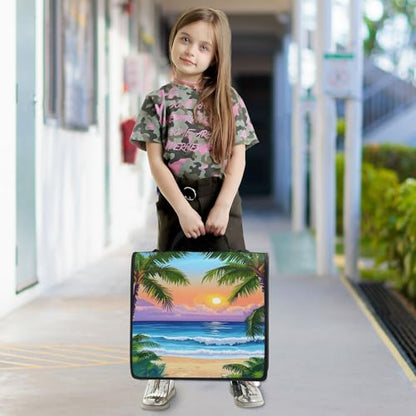 3 Ring Zipper Binder Summer Ocean Beach Sunrise Sunset Binders Bag with Shoulder Strap 500 Sheets Paper Organizer Trapper Keeper Documents Storage File Folder for School Office - color: A1128