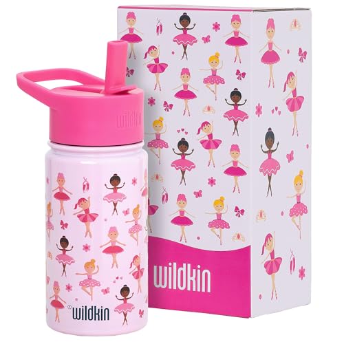 Wildkin Kids Stainless Steel Water Bottle, 14oz, Ballerina | 14oz insulated steel water bottle — coordinates with matching Wildkin backpacks and lunch boxes - color: Ballerina, size: 14 Oz