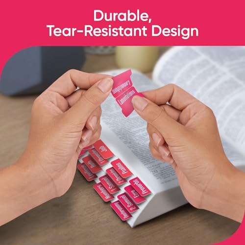 EssexWares - Berry Blaze Bible Tabs for Old and New Testament, 80 Large Print Tabs for Bible Study, Water-Resistant and Durable Index Tabs for Women and Men - 1.7" Wide - color: Berry Blaze