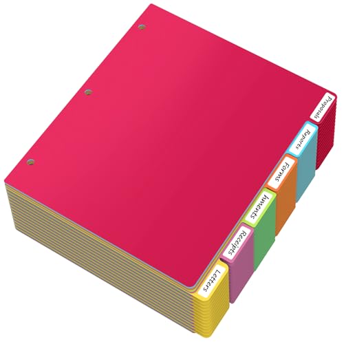 HABGP 96Pcs/16 Set 6 Tab Dividers for 3 Ring Binder, 96 Pcs Colorful Binder Dividers with Tabs, 3 Ring Page Folder Dividers, Plastic Tabbed File Dividers with Tabs, Three Ring Binder Index Dividers - size: colorful 16 set (96 pcs)