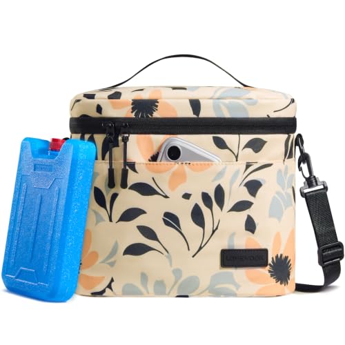 LOVEVOOK Insulated Lunch Box for Women Men, Reusable Lunch Bag for Work Picnic Beach College School, Leakproof Cooler Bag with Shoulder Strap & Ice Pack, Lunch Box/Bag for Mom Teacher Kids Girl Boy - color: Colorful Floral, size: 9L