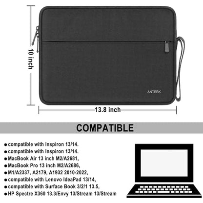 Laptop Case 13.3 Inch, Shockproof Protective Traveling Carrying Computer Sleeve Compatible with MacBook Air 13.3 inch/MacBook pro 14 inch, Compatible for HP, Dell, Laptop Bag with Pocket, Black - color: Black, size: 13.3 Inch