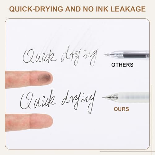 PATIKIL 0.5mm Gel Pens, 12 Pack Black Ink Retractable Smooth Writing Quick Dry Rollerball Pens Medium Point for Home Office Business Art Writing Note Taking, Clear AGPJ0601A