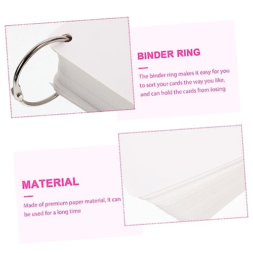 1set Blank Flash Cards Rings Single Hole Punched Notecards for Studying Note Taking Diy Projects and Games Smooth Surface for Easy Writing and - size: 7.80X7.80X0.01CM