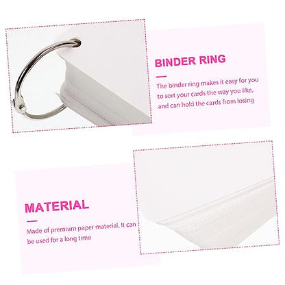 1set Blank Flash Cards Rings Single Hole Punched Notecards for Studying Note Taking Diy Projects and Games Smooth Surface for Easy Writing and - size: 7.80X7.80X0.01CM