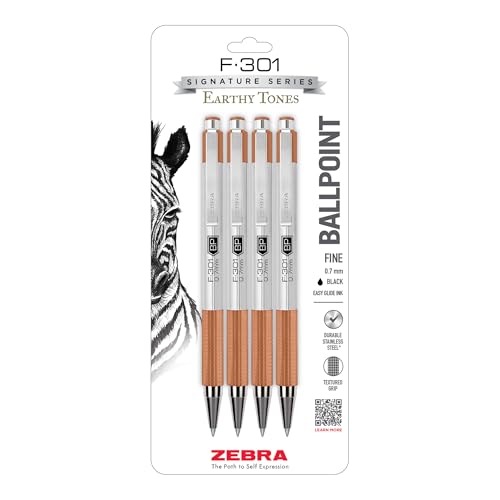 Zebra Pen F-301 Signature Series Ballpoint Pen, Black, 0.7mm, 4-Pk (27294) - color: Black Ink D
