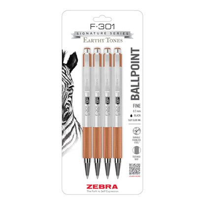 Zebra Pen F-301 Signature Series Ballpoint Pen, Black, 0.7mm, 4-Pk (27294) - color: Black Ink D