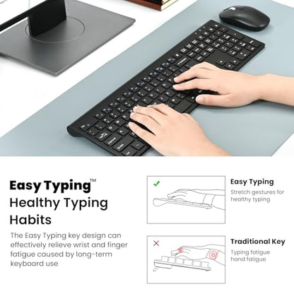 cimetech Wireless Keyboard and Mouse Combo, 2.4G USB Full Size Wireless Computer Keyboard and Adjustable Mouse for Computer/Laptop/PC/Mac/Windows - Black - color: Matte Black