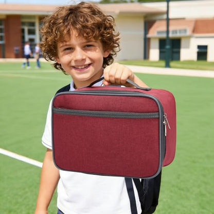 FlowFly Kids Lunch box Insulated Soft Bag Mini Cooler Back to School Thermal Meal Tote Kit for Girls, Boys,Women,Men, Deep Red - color: Deep Red