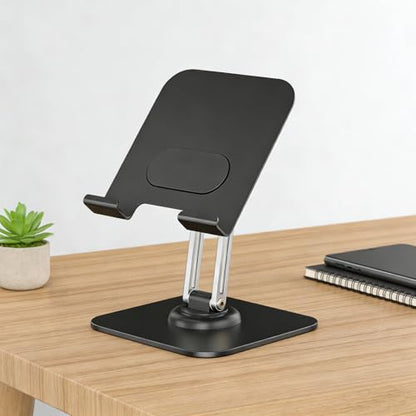 Adjustable Tablet Stand, Tablet Holder with 360° Rotating Base & Foldable Design, Portable Tablet Mount for Desk Bedroom Office