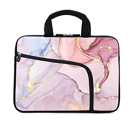 11.6" 12.2 inches Laptop Sleeve Chromebook Case Notebook Sleeves Neoprene Handle Bag for Men Women, Two Pockets Fit Apple MacBook Air Samsung Acer HP(Pink Marble) - color: Pink marble