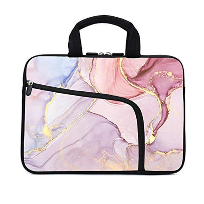 11.6" 12.2 inches Laptop Sleeve Chromebook Case Notebook Sleeves Neoprene Handle Bag for Men Women, Two Pockets Fit Apple MacBook Air Samsung Acer HP(Pink Marble) - color: Pink marble