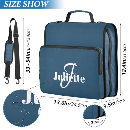 Name Custom Binder with Zipper with Shoulder Strap Easy to Carry 1.5 Inch 3 Rings Pencil Case Portfolio Binder Stationery Supplies Navy Blue - color: Name Custom Navy Blue