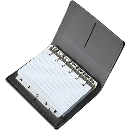 3x5 Lined Index Cards with Ring Binder Holder and Dividers, 100 Note Cards, Black - color: Black