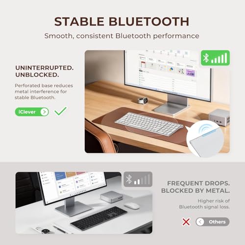 iClever BK10 SE Bluetooth Keyboard for Mac, Multi-Device Slim Wireless Keyboard with Numeric Keypad, Standard Full-Size Keys, USB-C Rechargeable, Compatible with iPad Windows iOS Android - color: Silver