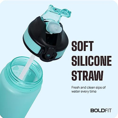 Boldfit Sipper Bottle for Adults - Water Bottle with Motivational Time Markers for Kids, School Boys, Girls, Sports Water Bottles for Gym with Measurement BPA Free Water Bottles Mint Green