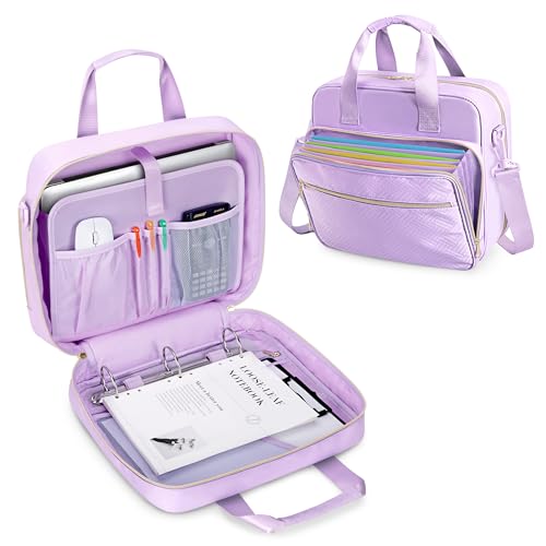 3 Ring Zipper Binder 2 Inch, Accordion File Organizer with Strap | Zip Up Binder with Shoulder Strap, 500-Sheet Capacity, Fits Letter Size Files, Portable Zipper Binder Organizer Storage - color: Purple