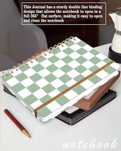 Spiral Journal Notebook for Women, Hardcover A5 College Ruled Notebook, 120 Pages, Thick Paper, Cute Lined Journal for School, Office & Work, 6 x 8.4 in(Sage Green Plaid) - color: Sage Green Plaid