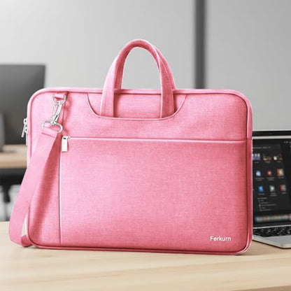 Ferkurn Laptop Case Bag Women Men Computer Sleeve with Shoulder Compatible with HP/Inspiron/Thinkpad/Vivobook/MSI/Surface, 17.3 inch, Pink - color: Blush Pink, size: 17.3 inch