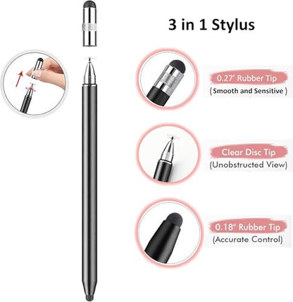 3-in-1 Stylus Pen for Samsung Galaxy Tab A11/A11+/A9+/A9/A8/A8 Plus/A7/A7 Lite, Stylus for iPad Pro/iPhone/Fire/Surface Tables Android,&iOS All Touch Devices (3 in 1 Black) - color: 3 in 1 Black