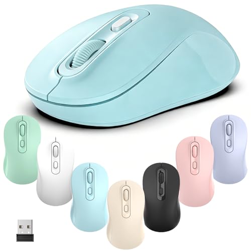 Wireless Mouse, 2026 New Model, Silent Click Ergonomic Design, Portable, 4 Buttons, Adjustable DPI (800/1200/1600), for Laptop/PC/Office (Blue) - color: blue