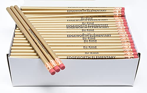 Pencil Guy Promotional Gold Round Pencils | Personalized Imprinted, 144 to a box, 19 color(s) to choose from - color: Gold, size: 1 Count (Pack of 144)
