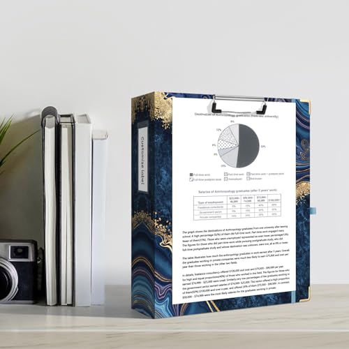 Ospelelf 3 Ring Binder, 2 Inch Letter Size (11" x 8.5") with 5 Tab Dividers, File Folder Labels and Low Profile Clipboards, Blue Marble Binder for School and Office Supplies - color: Blue Marble, size: 2in（Letter Size）