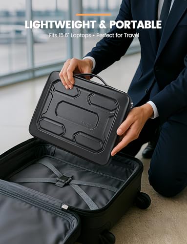 DOMISO 15.6 inch Laptop Sleeve with Handle Shockproof Computer Bag Waterproof EVA Protective Carrying Case for 15.6" Lenovo Yoga 720 IdeaPad 310 320 ThinkPad T570/Dell Inspiron 15/HP Envy 15, Black - color: Black, size: 15.6 inch