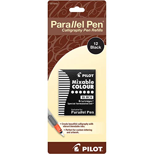 PILOT Parallel Mixable Color Ink Refills for Calligraphy Pens, Black Ink, 12-Pack (77313) - color: Black, size: Pack of 12