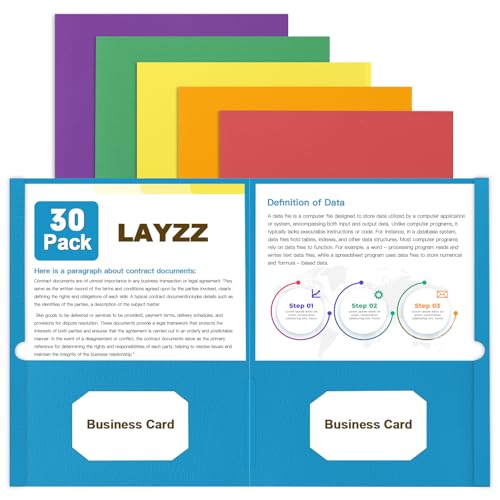 Folders with Pockets, LAYZZ 30 Pack Paper Pocket Folders, 2 Pocket File folders Fits Letter Size Paper, for School Office and Home, Assorted 6 Colors - color: 6 Colors