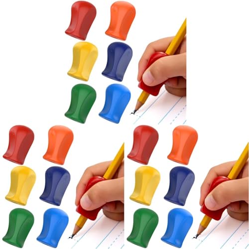 The Pencil Grip Original Pencil Grippers 6 Pcs, Improves Kids Handwriting, Ergonomic Pen Holder for Righties & Lefties, Ideal for Kids, Toddlers, Adults, Writing Tool with Finger Cushion (Pack of 3) - color: Multicolor, size: 6 Count (Pack of 3)