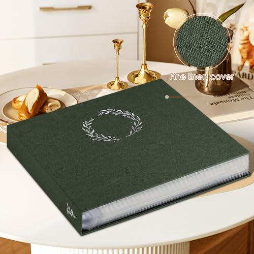 Lanpn 2 Packs Photo Album Scrapbook 12x12, Linen Cover Wreath Design Top Load 3 Ring Folder Binder Photobook Photo Book 12 x 12 inch with 30 Plastic Sleeves 60 Pages Green - color: Green, size: 12x12"/2PK
