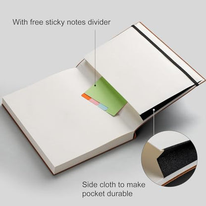 AHGXG College Ruled/Lined Notebook - 320 Numbered Pages B5 Lined Journal, 100gsm Thick Paper, Faux Leather Softcover, Inner Pocket, 7.6'' X 10''-Brown - color: Brown, size: B5