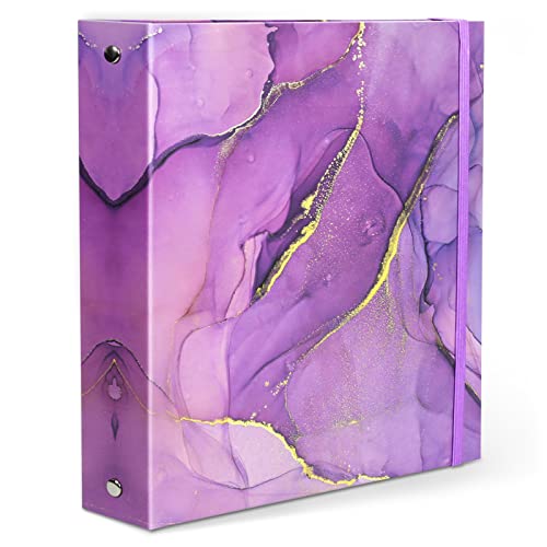 Tutata Mini 3 Ring Binder - 5.5x8.5 Inch, 1 Inch Binder with Elastic Cord, Purple Marble - color: Purple, size: 5.5x8.5