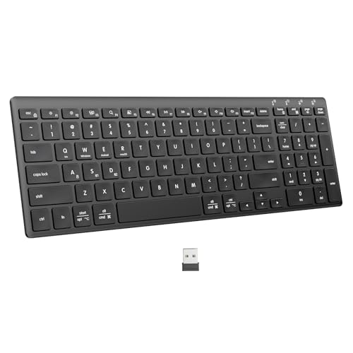 INFINMIND Wireless Ultra Slim Bluetooth Keyboard with Multi-Device Compatibility, Number Pad, Ergonomic Design, PC Computer Compact Keyboard for Windows, Mac, Laptop, Android