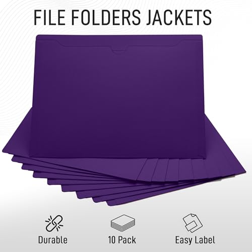 Purple File Jackets, Flat-No Expansion, Letter Size, Reinforced Straight-Cut Tab, 10 Pack - color: Purple