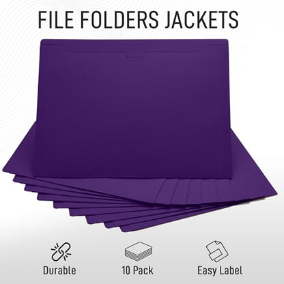 Purple File Jackets, Flat-No Expansion, Letter Size, Reinforced Straight-Cut Tab, 10 Pack - color: Purple