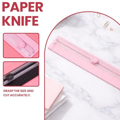 A3 Small Paper Trimmer, Portable Paper Cutter for Label, Origami, Card, Photo, Cardstock, and Craft Project, Pink - color: Pink