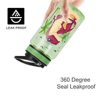 15oz Water Bottle for Kids Girls Boys School, BPA Free, Leak Proof Flip Straw, Carry Loop, Easy Clean - Dinosaur - color: Dinosaur