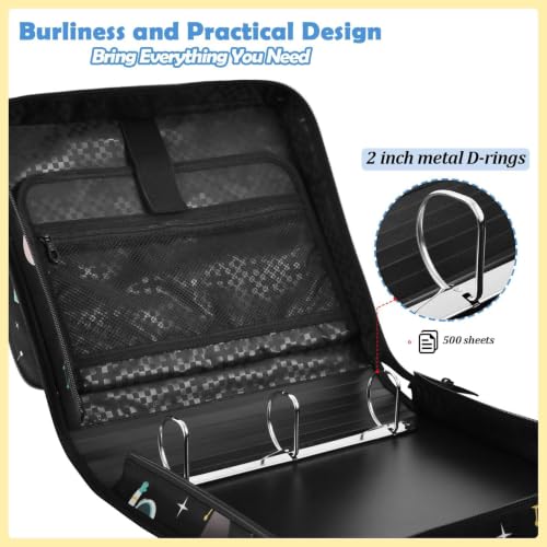 Astronaut Space Zipper Binder Bag 3 Ring Binders Organizer for Office | Large Capacity School Binders for Girls Boys Women Kids Men, Multi-Pocket Organizer Case with Strap for Students