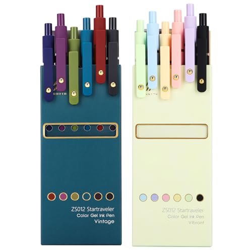 Ddaowanx Colorful Gel Pens, 0.5mm Fine Point Retractable,Colored Pens for Journaling and Sketching, Teacher Must Haves,Teacher School Supplies, Gifts for Nurse ﻿(12Pcs-Aesthetic+Vintage Colors) - color: 12Pcs-Aesthetic+Vintage Colors