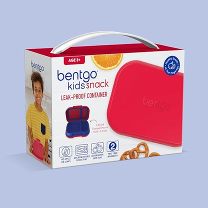 Bentgo Kids Snack Leak-Proof 2 Compartment Bento-Style Container | For Snacks & Small Meals, Easy-Open Latch, Dishwasher Safe, BPA-Free for School, Daycare, & Sports, Ages 3+ (Red/Royal) - color: Red/Royal