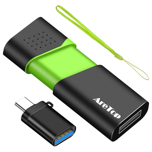 8GB Flash Drive with Type C Adapter, AreTop Retractable USB 2.0 Thumb Drive | Multicolor USB Drive for Date Storage, High Speed Memory Stick Jump Drive with LED Indicator Lanyard, 8GB 1 Pack (Green) - color: 1 Pack (Greeen), size: 8GB