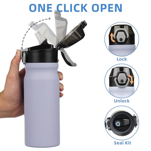 BJPKPK Water Bottle with Straw 18oz Insulated Water Bottles Reusable Stainless Steel Metal Thermal Flask with Leak Proof Lockable Lid and Carry Handle,Iceberg - color: A-Iceberg, size: 18 Ounces