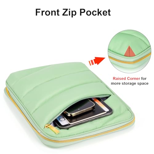 Puffy Tablet Sleeve 9-11", Fits iPad Pro 11" M5/M4 with Slim Case On - color: Green, size: 9-11