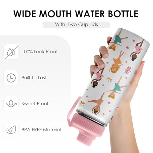 Ballerina Water Bottle for Girls | 18oz Stainless Steel Water Bottle | Ballerina Lovers Dance Recital Gift Insulated Cup | Pink Ballet Children Kids Toddlers Tumbler for School, Sports 1 Pcs - color: Dance