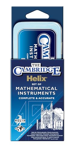 HELIX Cambridge Maths Set with Storage Tin 9 Piece Maths Equipment Set