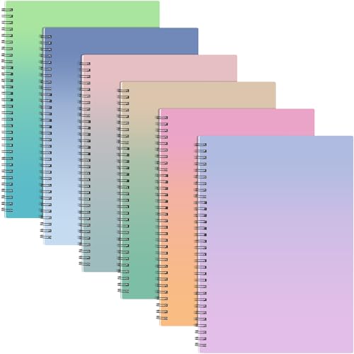 Fuutreo 6 Pack B5 Spiral Notebooks 10.5 x 7.45 Inch College Ruled Aesthetic Journal Kraft Hardcover 70 Sheets (140 Pages) Spiral Notebook for Office Students Work Journaling(Gradient Color,Bright) - color: Gradient Color